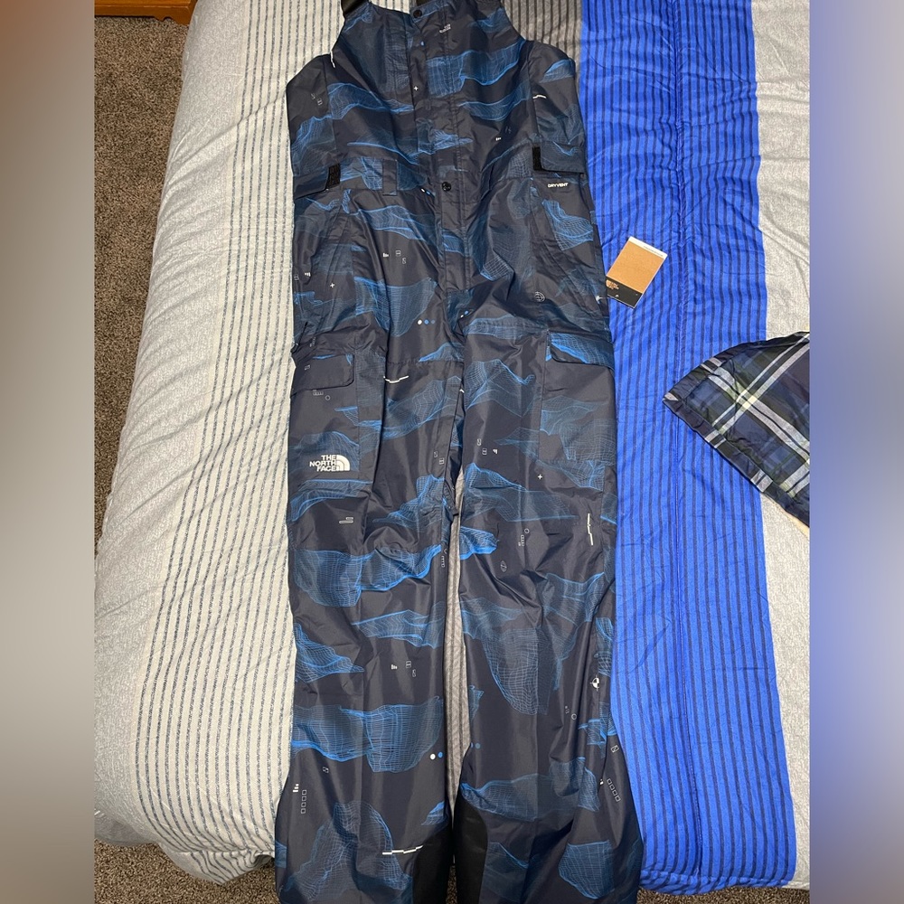 The North Face Freedom Bibs Men’s Medium Long Aviator Navy Binary Halfdome Print
